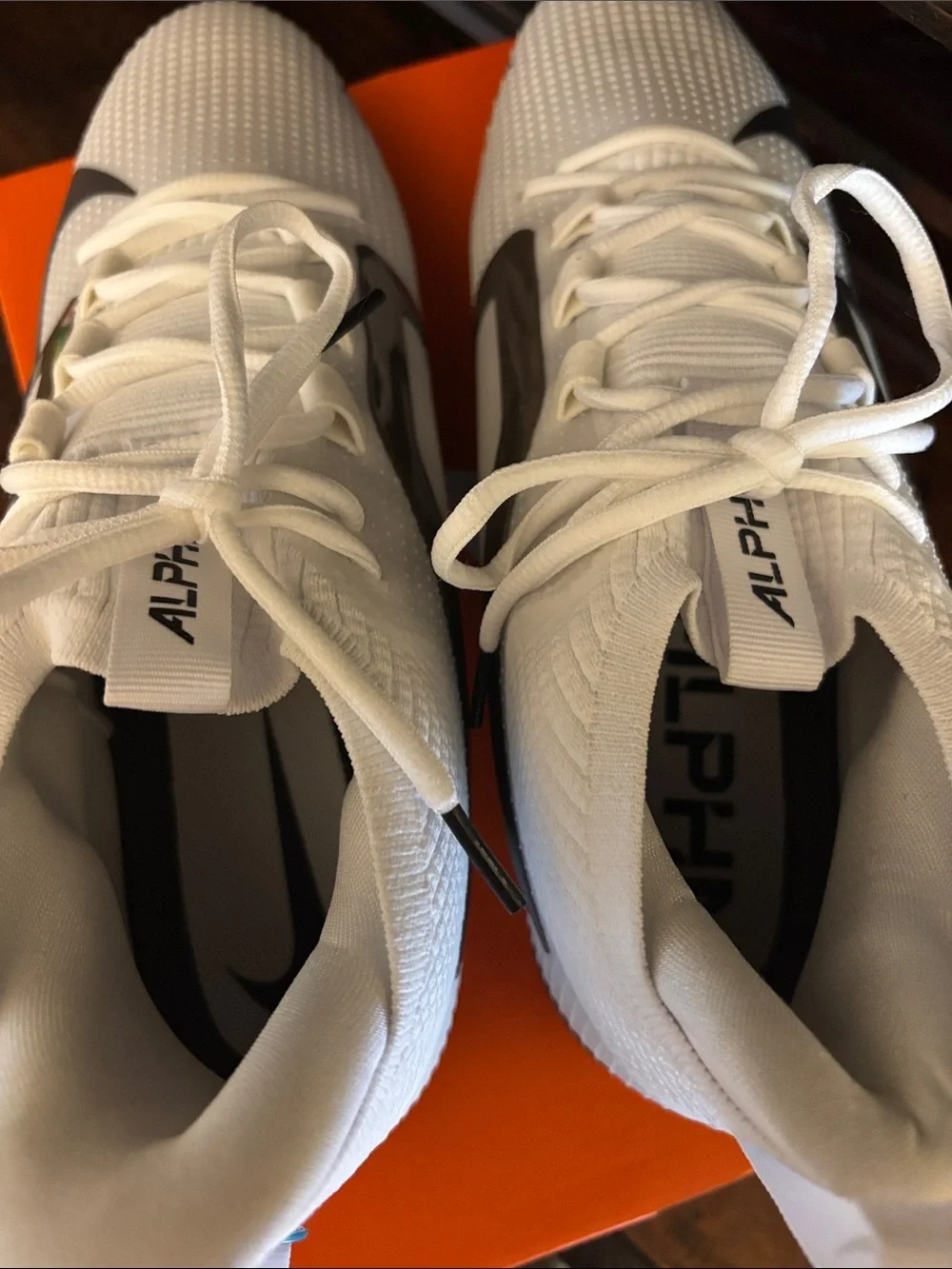 NEW IN BOX Nike Men’s White and Black Alpha Athletic Football Cleats Size 13